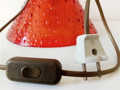 Vintage wandlamp met kap van rood glas - 6