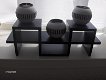Twee Waxine-Lampjes met Witte Glazen Kapjes+Zwarte Standaard voor 3 Waxinelichtjes in ronde houders. - 4 - Thumbnail