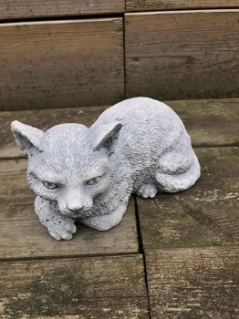 tuinbeeld poes, gemaakt van steen , kat - 5