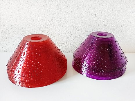 16 glazen lampenkappen in rood en paars - 1