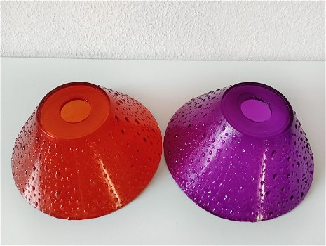 16 glazen lampenkappen in rood en paars - 2