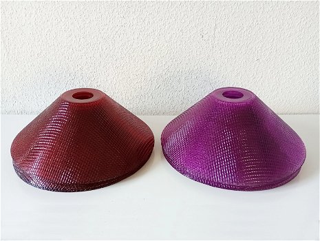 16 glazen lampenkappen in rood en paars - 4