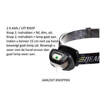 HOOFDLAMP LED HANDSENSOR EN USB OPLAADBAAR 200 LUMEN - 3