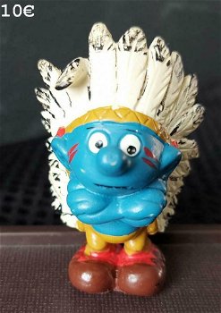 Vintage Indian chief smurf met zwarte verentooi 20144 - 0