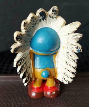 Vintage Indian chief smurf met zwarte verentooi 20144 - 2