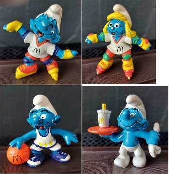 Vintage: 4 mc donalds smurfen uit 1997 - 0