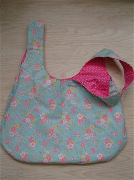 Handtas reversible thema; flower power & polka dot - 0