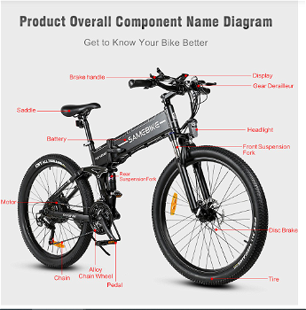 SAMEBIKE LO26-II Foldable Mountain Electric Bike 750W - 6