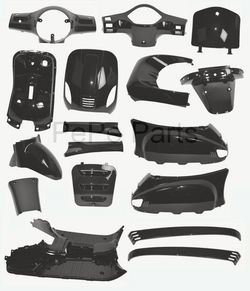 Kappenset Vespa China Imi Roma Agm Eagle Wing ZWART 17 delig