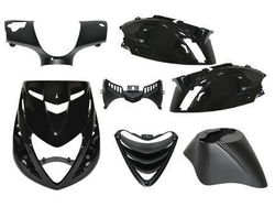Kappenset Piaggio Zip 2000 SP ZWART CARBON Plaatwerkset 7dlg