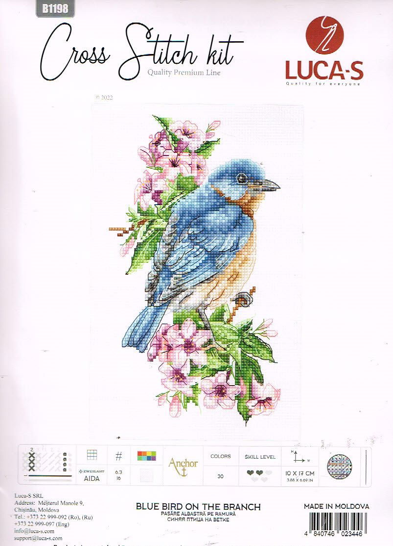 LUCA BORDUURPAKKET , BLUE BIRD ON THE BRANCH B 1198 - nr. 1