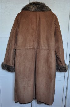 Mooie vintage camel Faux Suede jas met Fun Fur binnenkant 44 Hucke - 1