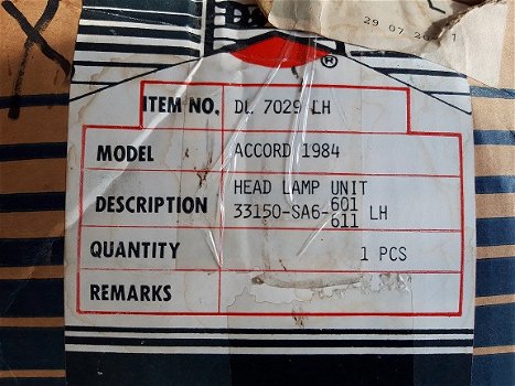 Honda Accord II (83-84) Facelift Koplamp Denji DJ 7029 Links - 7