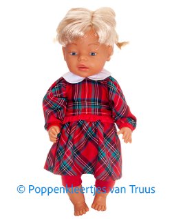 Baby Born 43 cm Setje Schotse ruit/rood/kerst