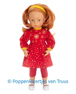 Petitcollin Minouche 34 cm Setje rood/goudopdruk/kerst