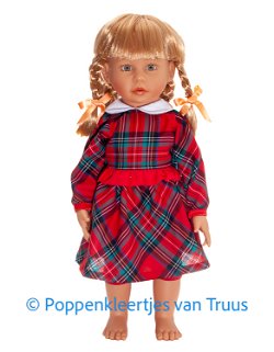 Zapf pop Emma 50 cm Setje Schotse ruit/rood/kerst