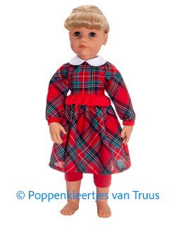 Götz pop Hannah 50 cm Setje Schotse ruit/rood/kerst