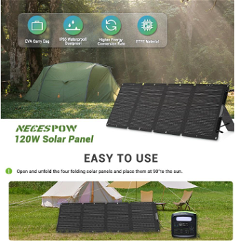 NECESPOW N1200 1200W Portable Power Station + 120W Foldable Solar Panel - 4