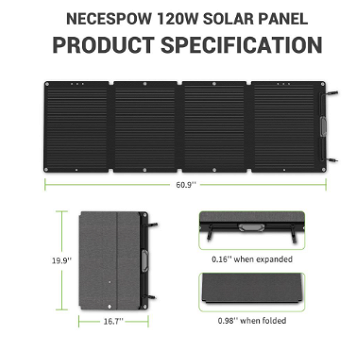 NECESPOW N1200 1200W Portable Power Station + 120W Foldable Solar Panel - 7