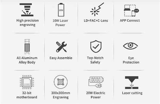 TWO TREES TTS-10 10W Laser Engraver Cutter, 0.08*0.08mm - 2