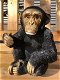 Mooi speels beeld van een zittende aap, polystone. ,aap - 4 - Thumbnail