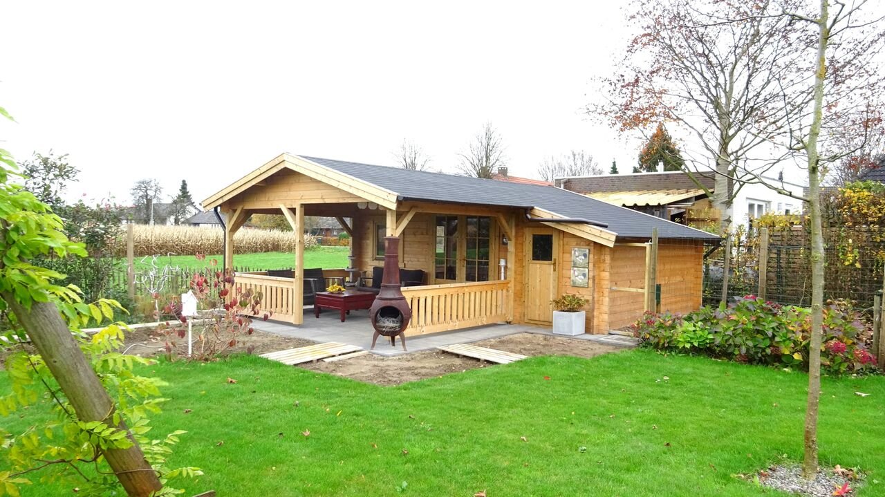 Tuinhuis-Blokhut 4x3+2z: 495 x 340 x 265 (h) cm - nr. 1