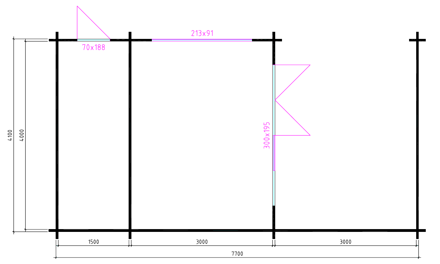 Tuinhuis-Blokhut-Wolfskap: W4x3+3A: 770 x 410 x 325cm (h) - Afbeelding 4