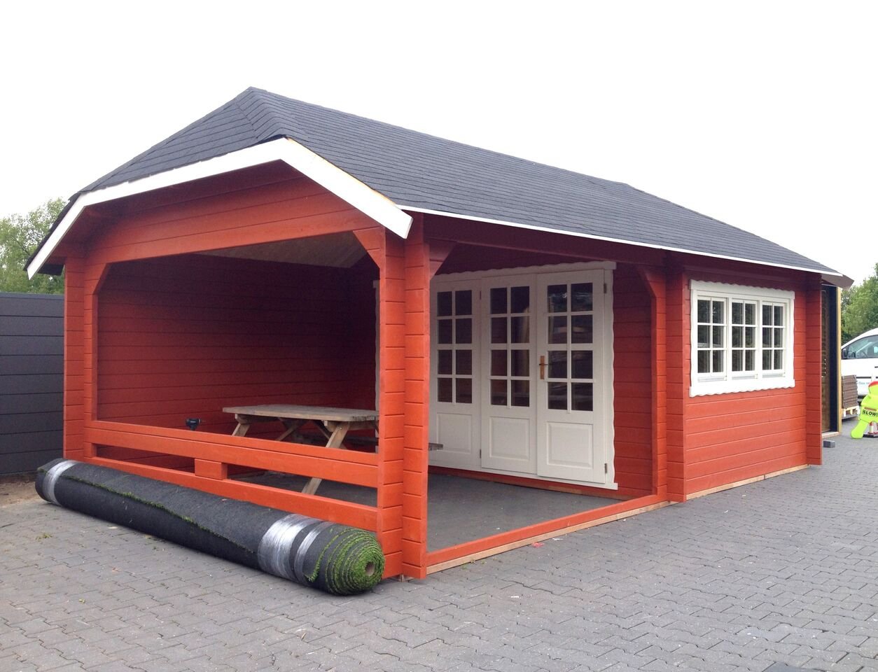 Tuinhuis-Blokhut-Wolfskap: w4x3+3: 410 x 615 x 325 (h) - Afbeelding 2