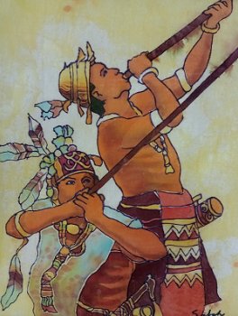 Batik afbeelding van Murut krijger - 2