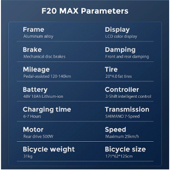 FAFREES F20 Max Electric Bike 20*4.0 Inch Fat Tire 500W - 7