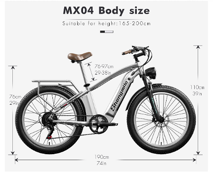Shengmilo MX04 26*3.0 Inch Fat Tire Electric Moped Bike - 6