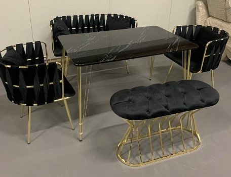 eetkamer set 6 persoons black gold nu 699 euro - 4