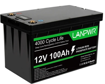 LANPWR 12V 100Ah LiFePO4 Lithium Battery Pack Backup Power, - 0