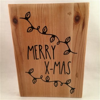 Kerst decoratie tekstbord (hout)Merry X-MAS adv 1 - 0