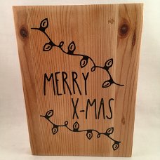 Kerst decoratie tekstbord (hout)Merry X-MAS adv 1