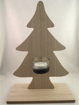 Kerst decoratie Kerstboom & waxinelichthouder optie 1 - 2
