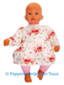 Chou Chou 48 cm Setje ecru/roosjes/goudopdruk