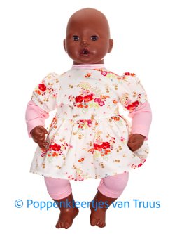 Annabel 46 cm Setje ecru roze/roosjes