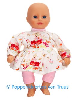 Baby Annabell 43 cm Setje ecru/roze/roosjes