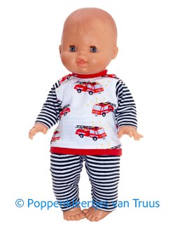 Paola Reina 34 cm Jongens pyjama brandweer/streepjes