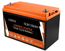 CHINS LiFePO4 Battery 12V 100AH Lithium Battery - Built-in