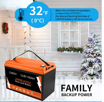 CHINS LiFePO4 Battery 12V 100AH Lithium Battery - Built-in - 5