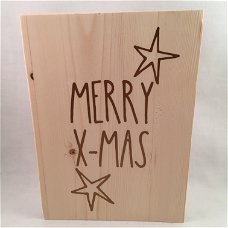 Kerst decoratie tekstbord (hout)Merry X-MAS adv 2