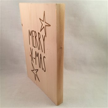 Kerst decoratie tekstbord (hout)Merry X-MAS adv 2 - 1