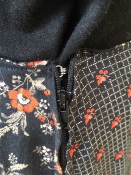 unieke rok met vintage borduurwerk (papaver, rood, zwart) - 7