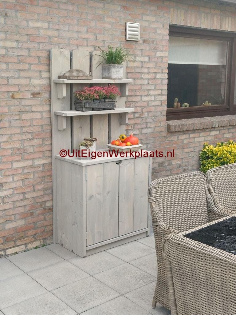Steigerhout tuinkast met hoge onderkast. - Afbeelding 2