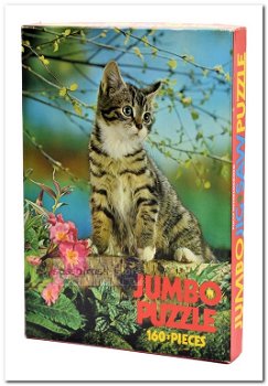 Vintage Puzzel, Jumbo no. 1052 - Kitten op boomstam - 0