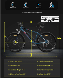 ELEGLIDE M1 Electric Bike & 36V 12.5AH Battery Combo - Dark Blue - 6