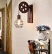 Industriële wandlamp | Vintage lamp | muurlamp | Wandverlichting metaal hout | E27 Fitting - 2 - Thumbnail