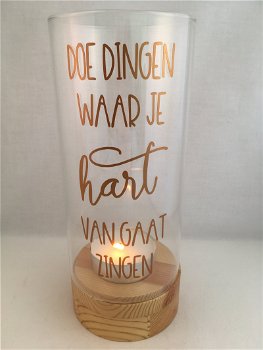 complete set houten standaard & windlicht met quote optie 1 - 1